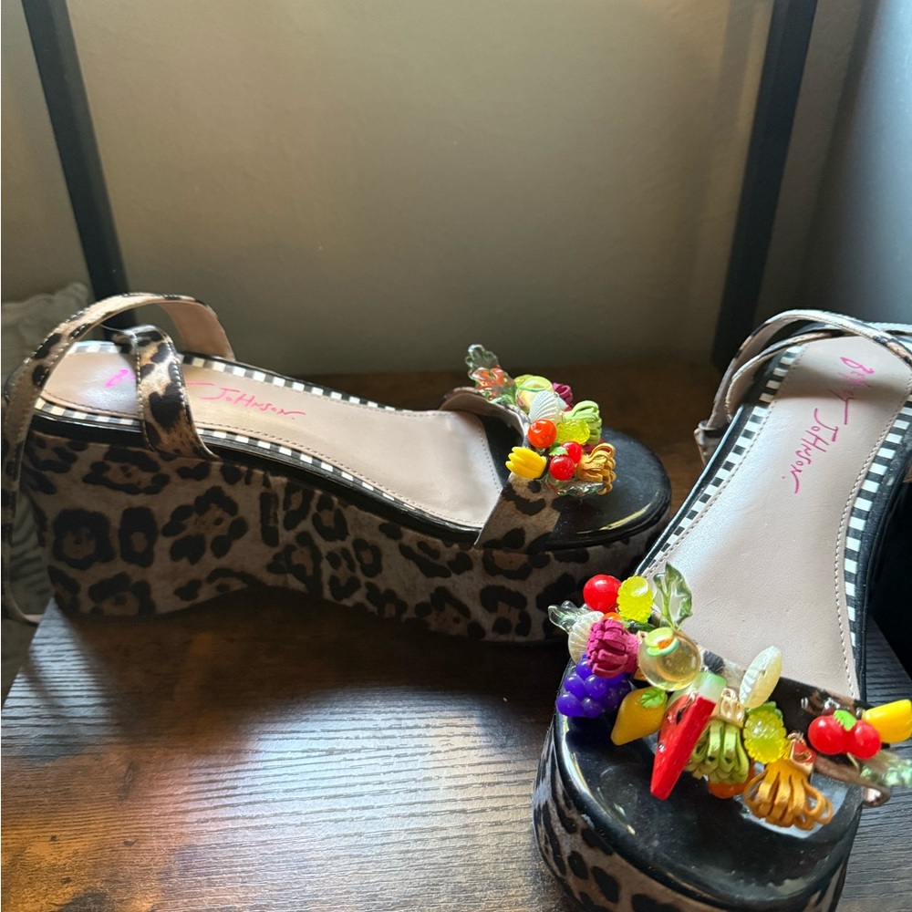 Betsey Johnson Leopard Print Platforms with Colorful Accents